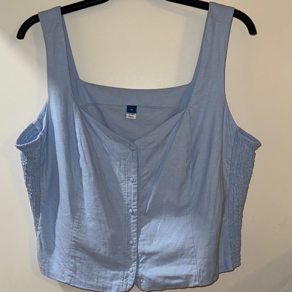 Old Navy Light Blue Button-Front Tank Top